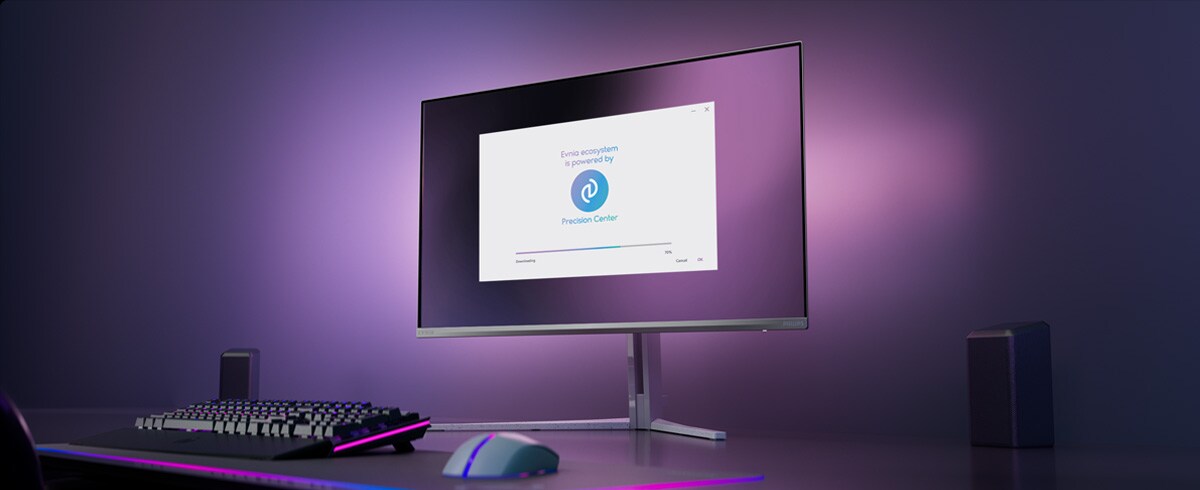 Philips Evnia monitorius sukonfigūruotas Precision Center sistemai