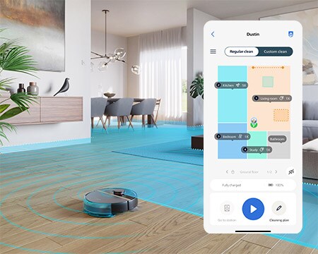 Programėlė „Philips HomeRun“ – telefono ekranas su kambarių žemėlapio piešimo funkcijomis