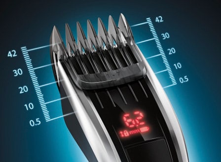60 fiksuojamų ilgio nustatymų plauku kirpimo masinele